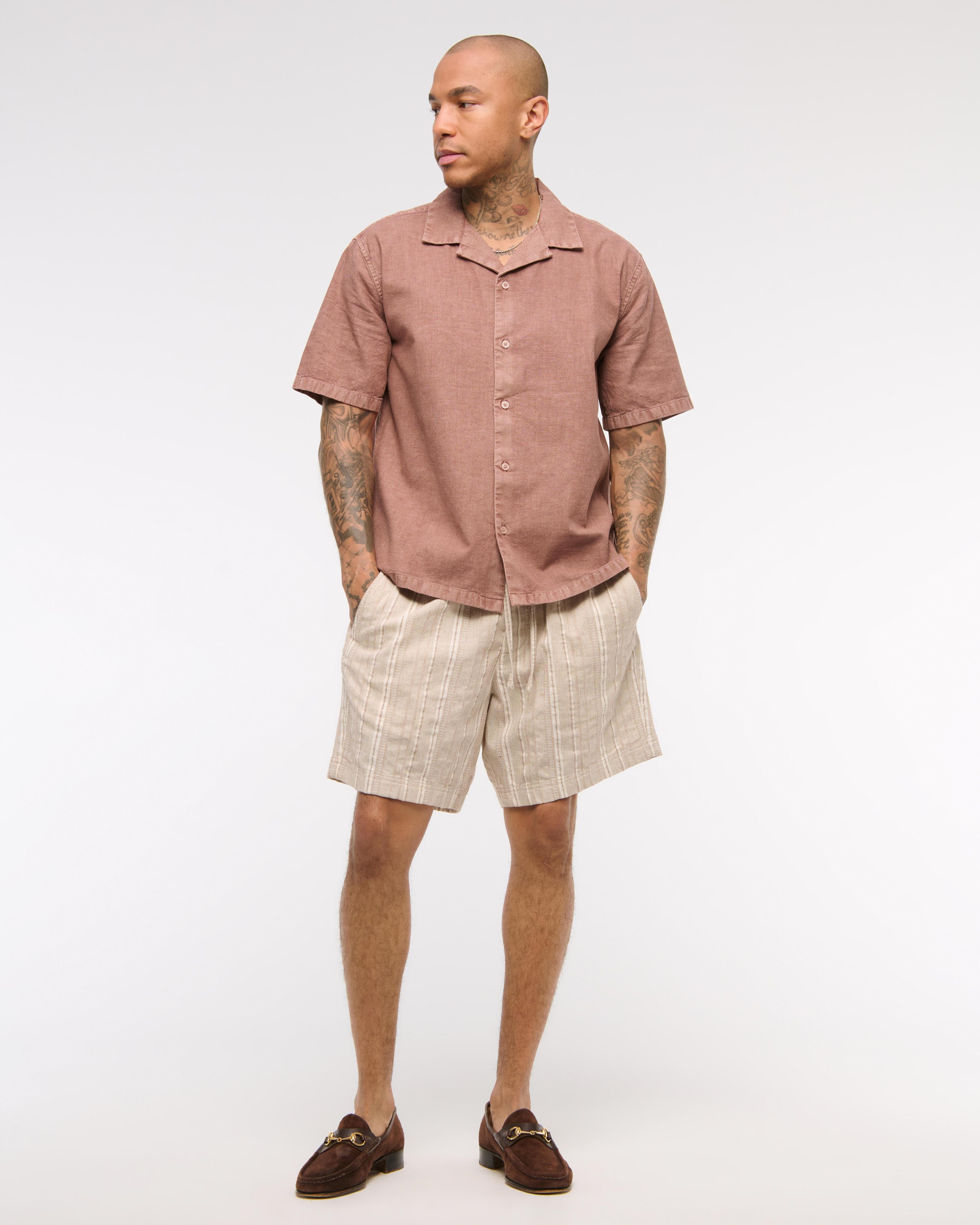 Camp Collar Summer Linen-Blend Shirt Product Image