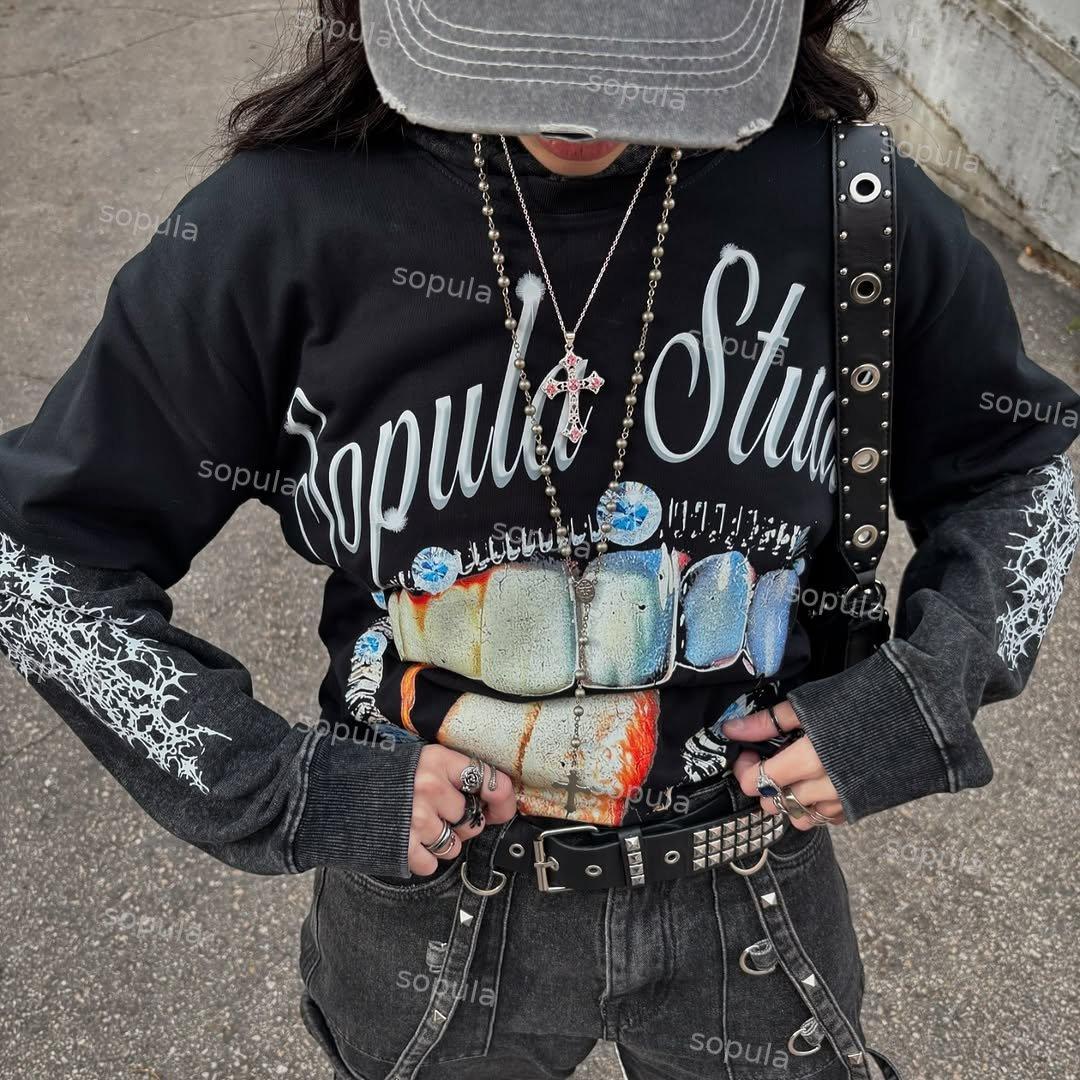 Sopula Studio Lips Diamond Graphic Cotton T-Shirt Product Image