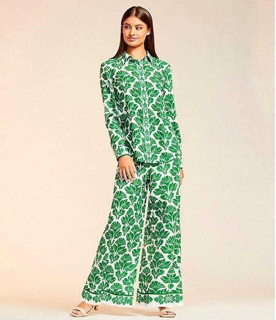 Alex Marie Piper Twill Print Point Collar Long Sleeve Button Front Coordinating Top Product Image