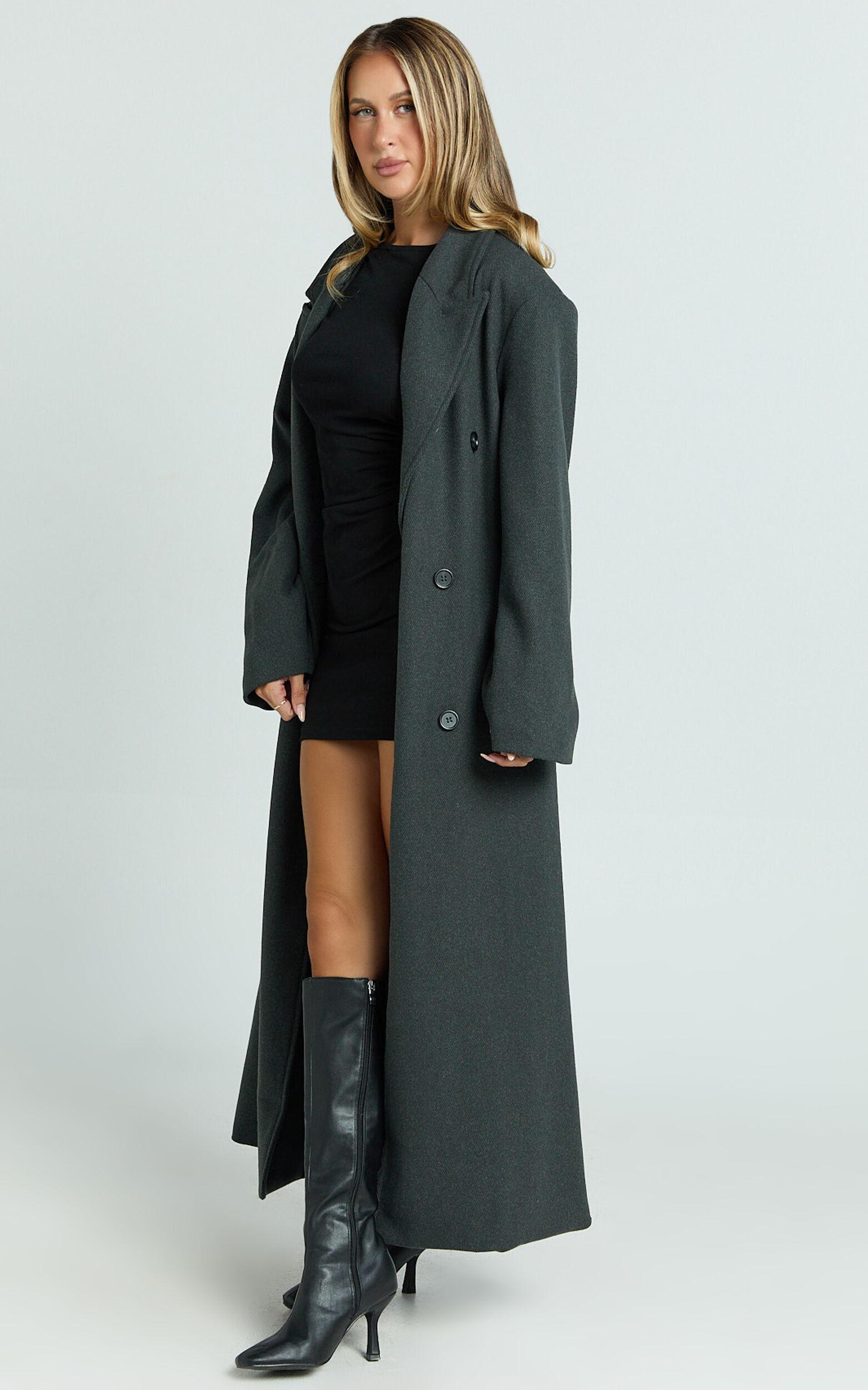 Silvena Coat - Oversized Longline Tailored Coat in Slate Grey Product Image
