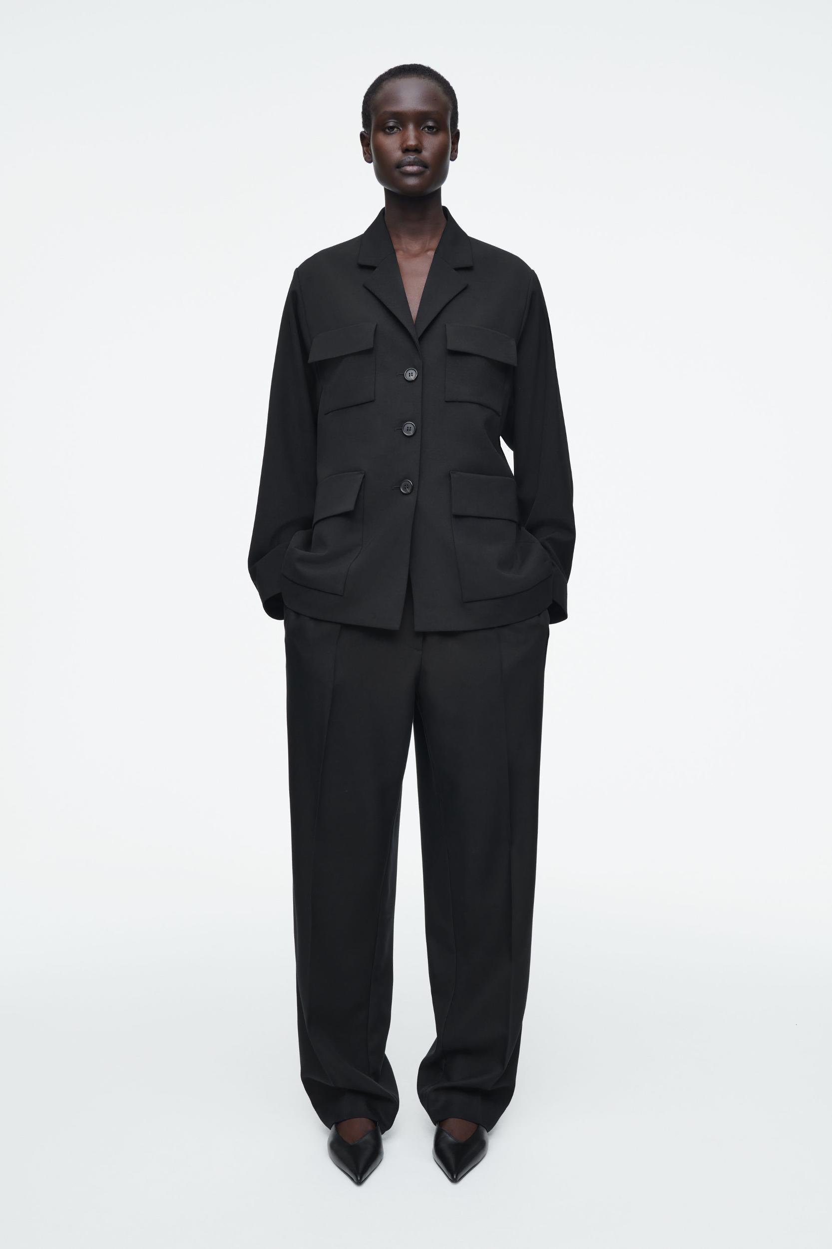 RELAXED SINGLE-BREASTED UTILITY BLAZER Product Image