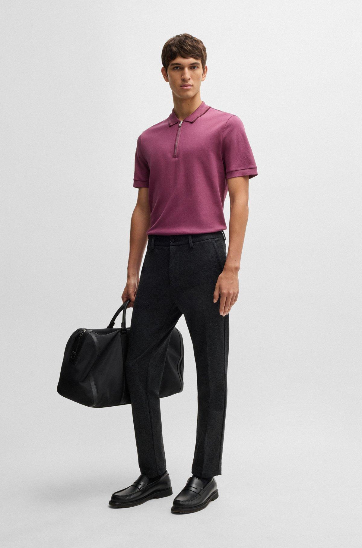 Structured-cotton polo shirt with zip placket Product Image