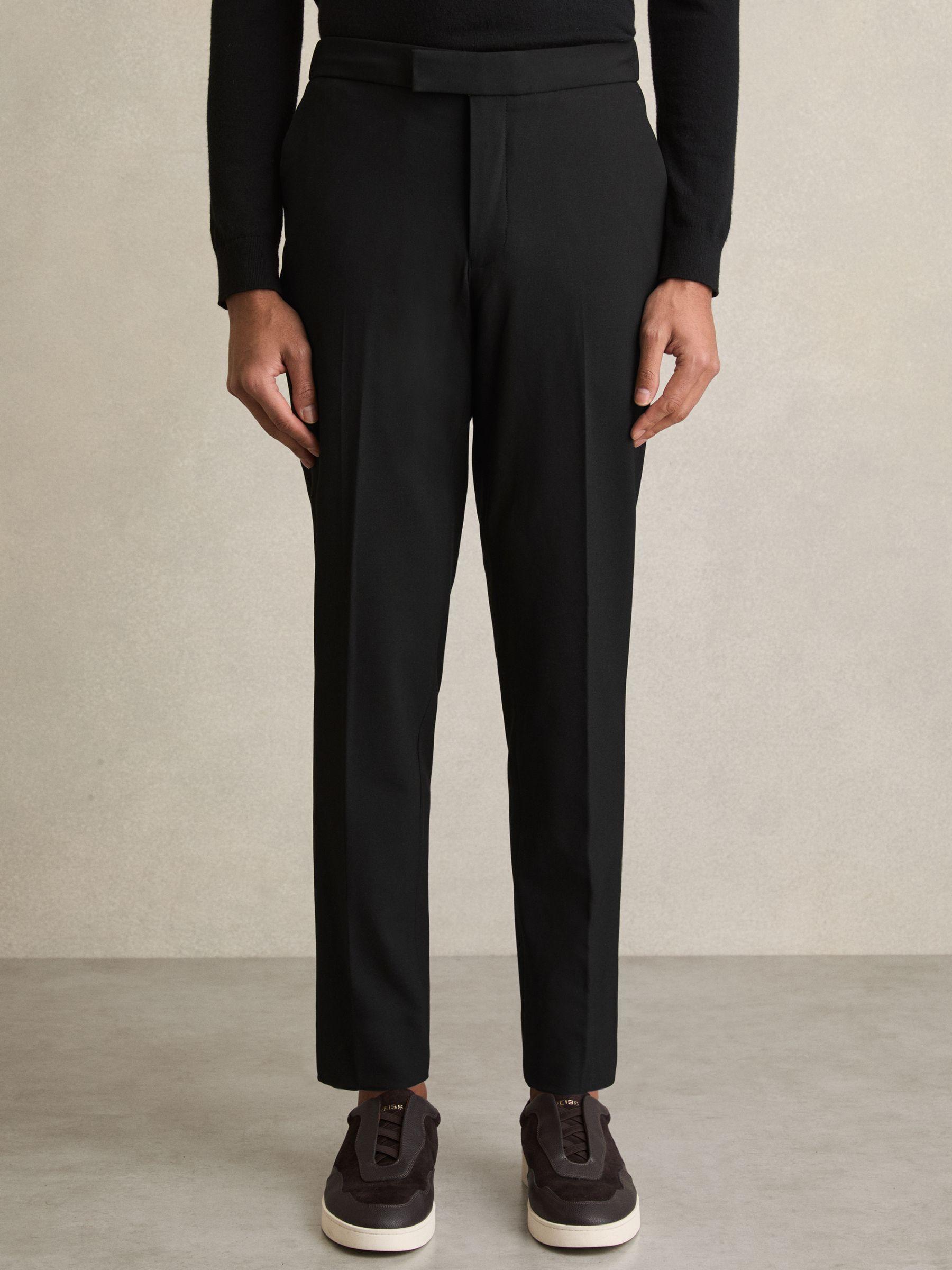Slim Fit Drawcord Trousers in Black Product Image