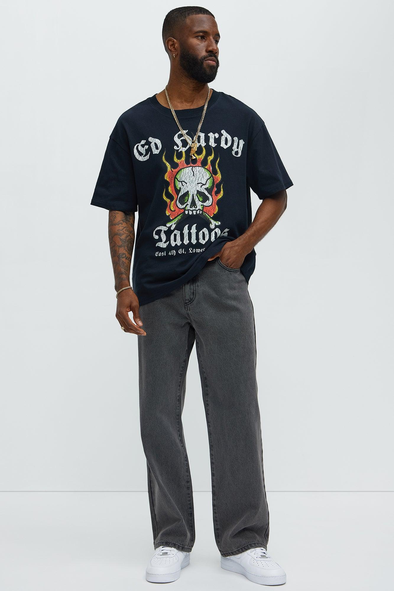 Ed Hardy Tattoos Oversized Short Sleeve Tee - Black Product Image