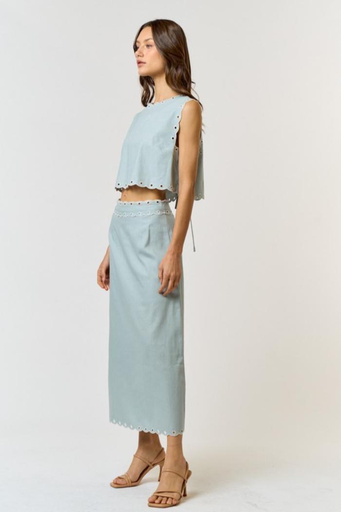 Embroidered Det Midi Skirt Product Image