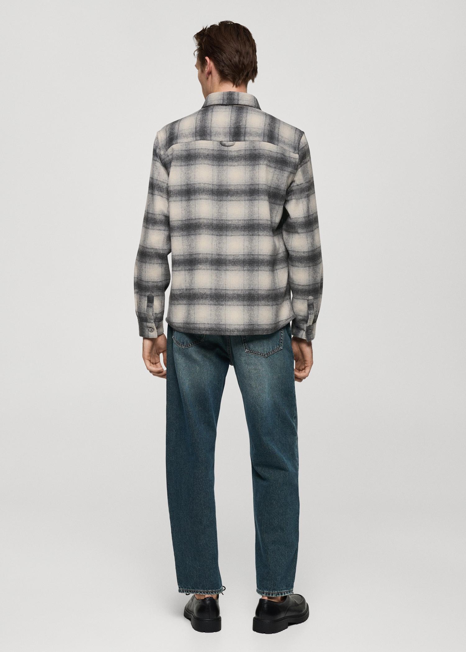 Plaid wool overshirt with pockets - Men | MANGO USA Product Image