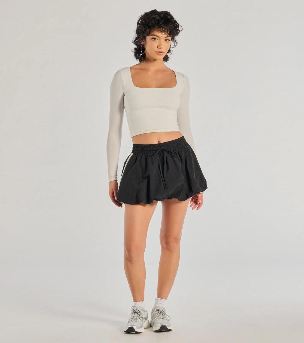 Sporty Spice High-Rise Striped Bubble Skirt Product Image