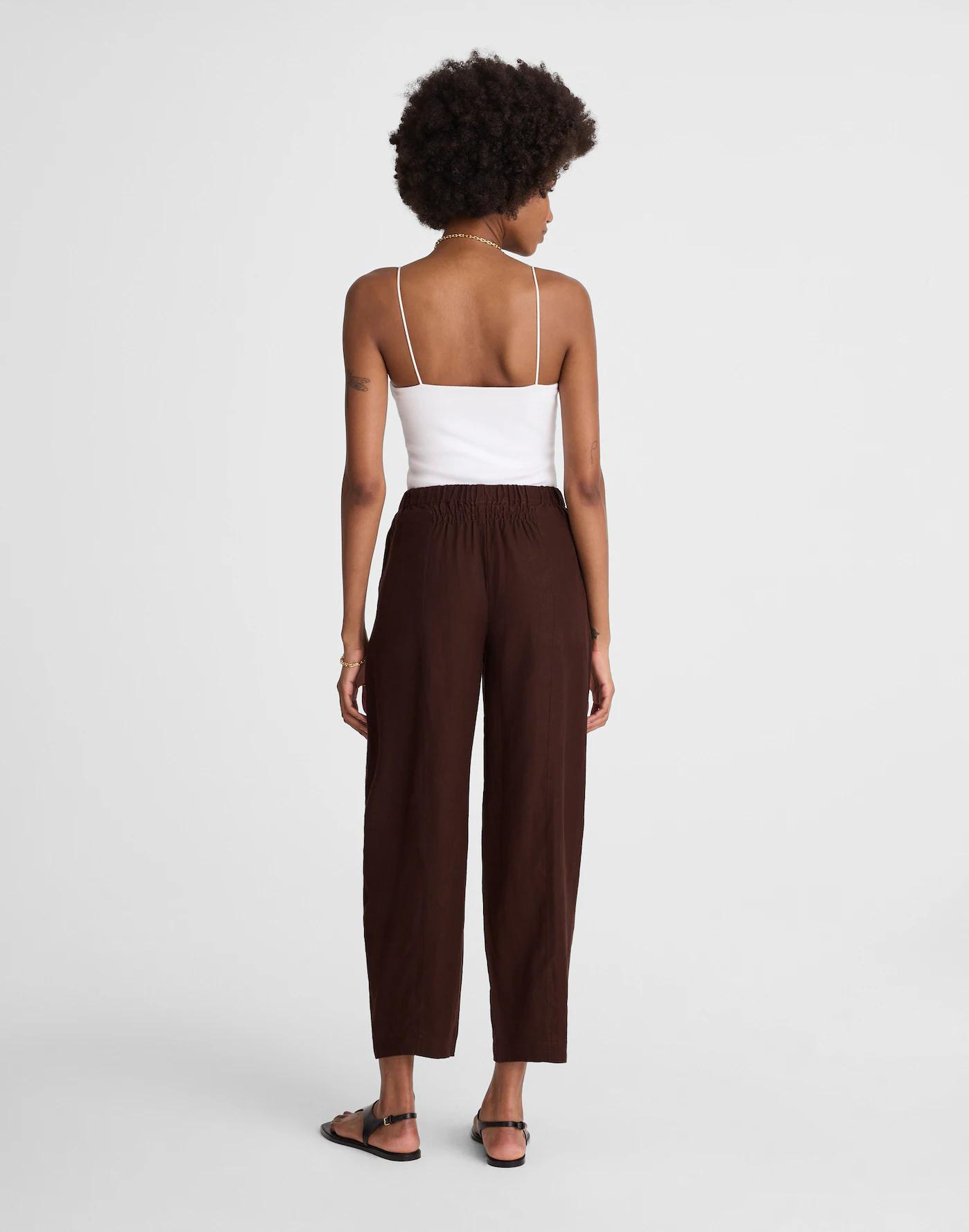 Petite Pull-On Barrel Pants in 100% Linen Product Image