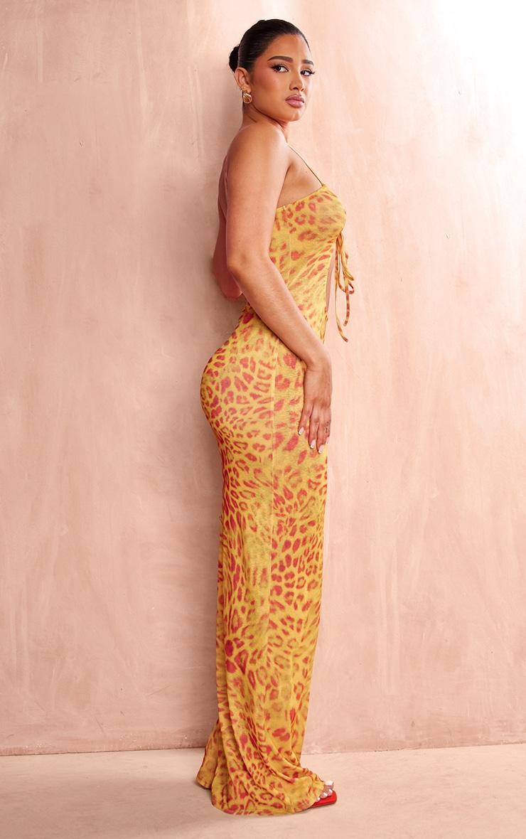 Shape Orange Printed Sheer Mesh Cut Out Maxi Dress Product Image