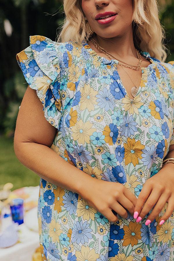 Floral Galore Shift Top In Blue Curves Product Image