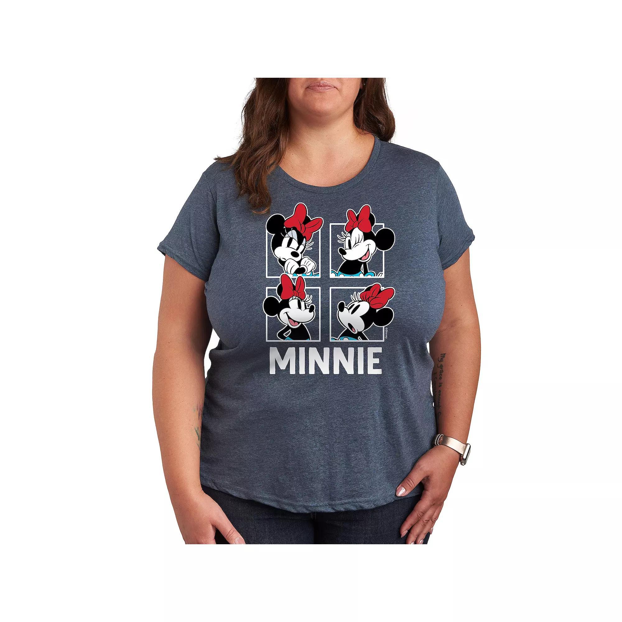 Disney's Minnie Mouse Plus Size Grid Graphic Tee, Women's, Size: 2XL, Grey Blue Product Image