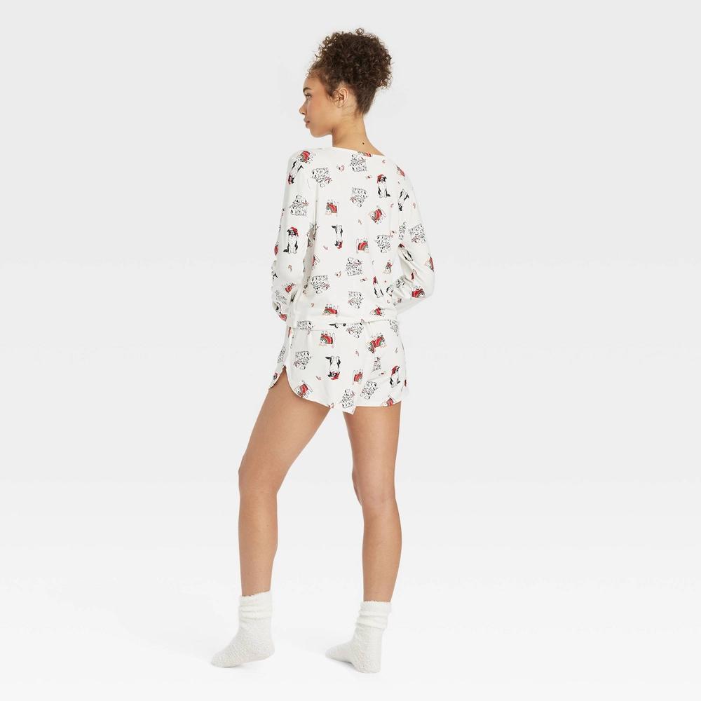 Womens 3pc Long Sleeve Shirt and Shorts with Socks Pajama Set - Colsie White Dogs XL Product Image