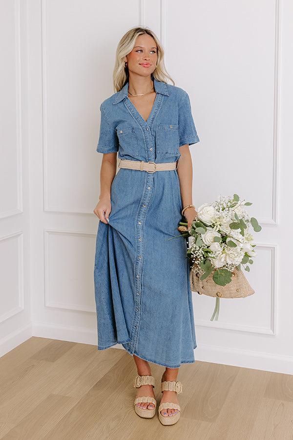 Barcelona Sun Chambray Button Down Midi Dress Product Image