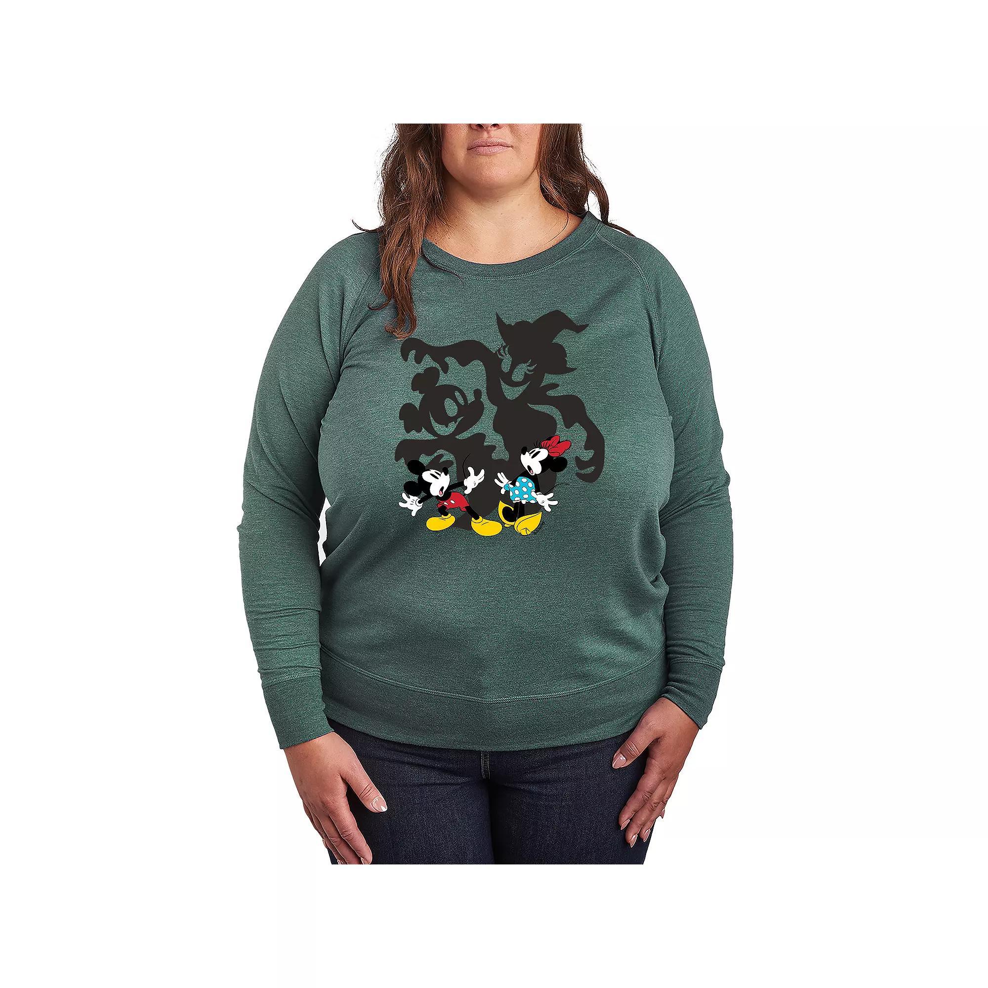 Disney's Mickey & Minnie Plus Size Halloween Shadows French Terry Long Sleeve Tee, Women's, Size: 2XL, Grey Green Product Image