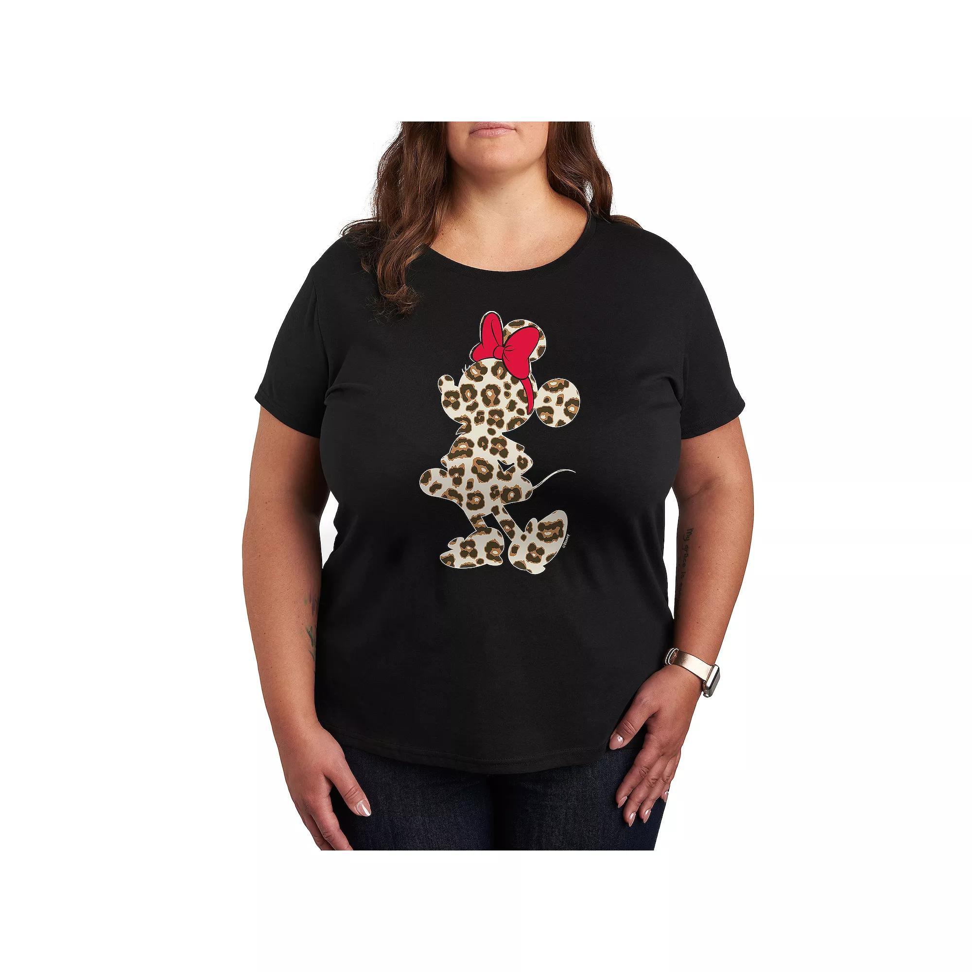 Disney's Minnie Mouse Plus Leopard Graphic Tee, Women's, Size: 4XL, Black Product Image