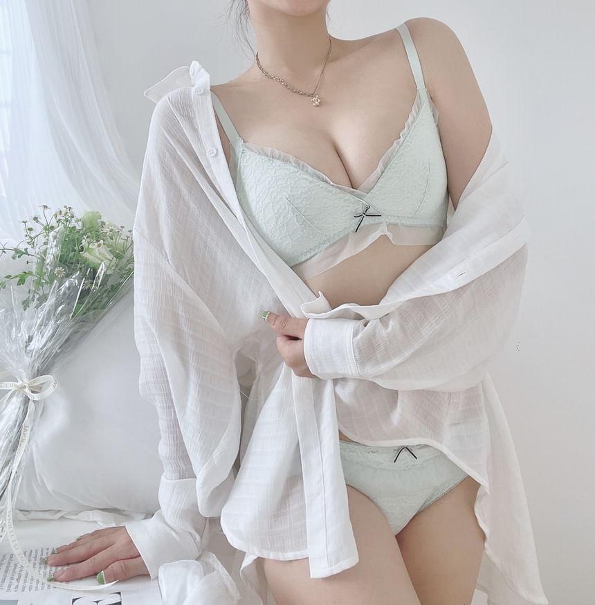 Plain Bow Frill Wireless Bra Product Image