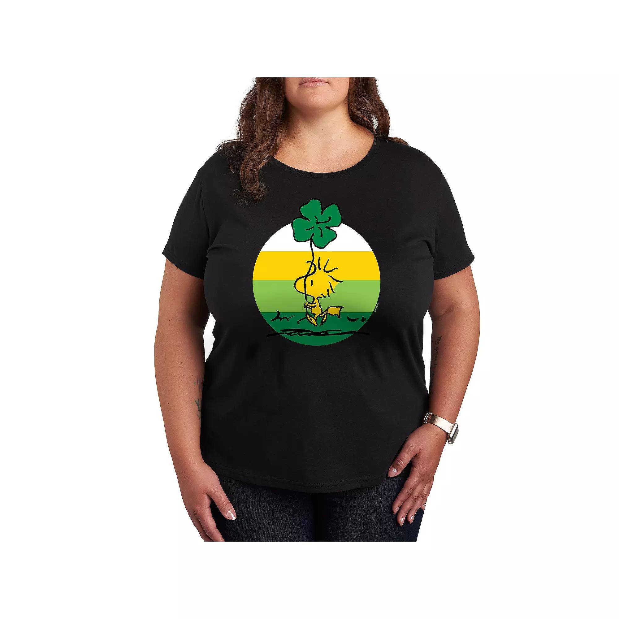 Plus Peanuts Woodstock Shamrock Graphic Tee, Women's, Size: 2XL, Black Product Image