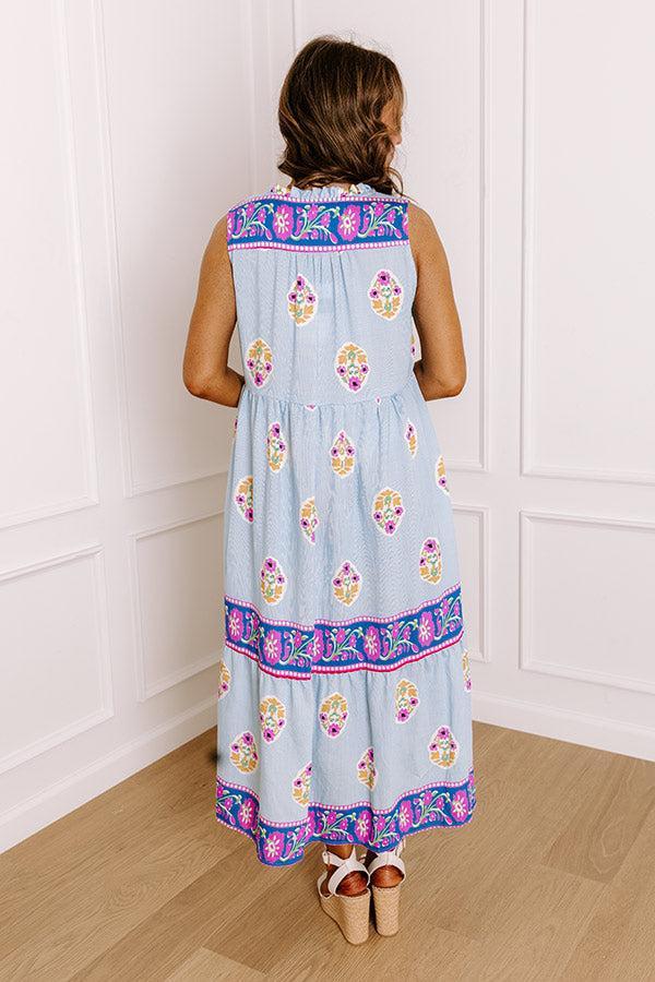 Margaritas On The Boardwalk Floral Midi Dress in Sky Blue Product Image