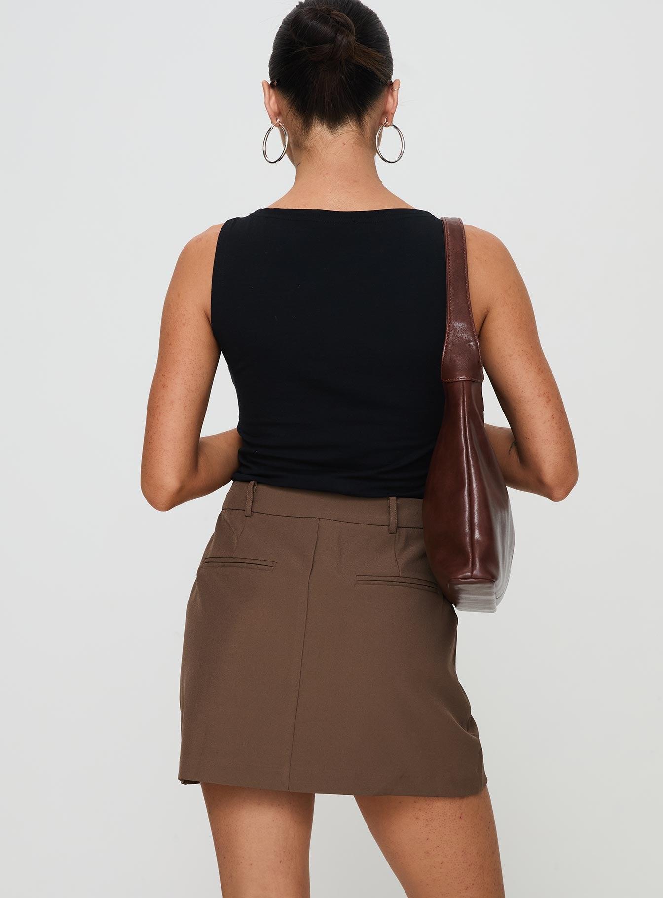Sabyna Tailored Mini Skirt Brown Product Image
