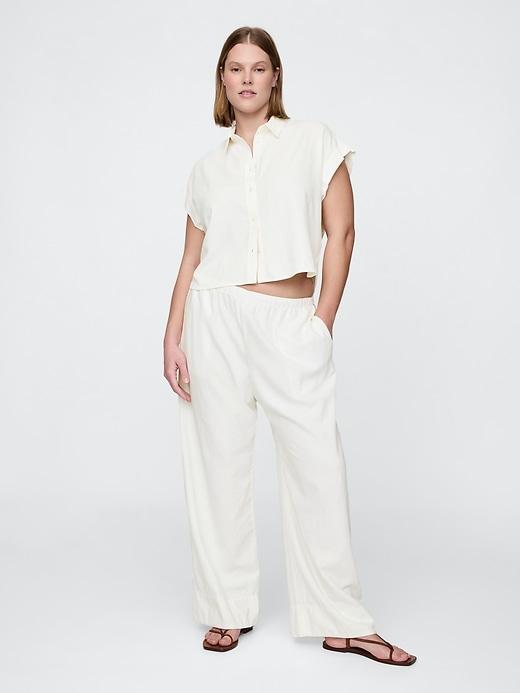 Linen-Blend Easy Wide-Hem Pants Product Image