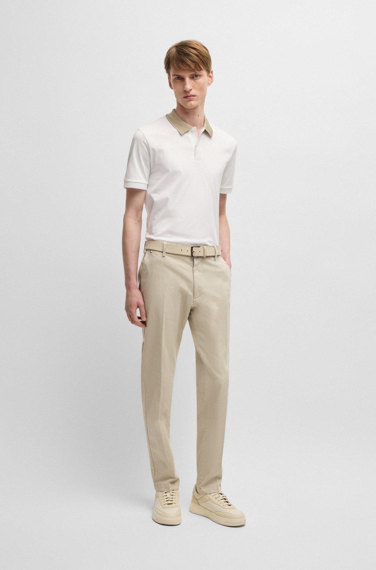 Mercerized-cotton slim-fit polo shirt with collar stripe Product Image