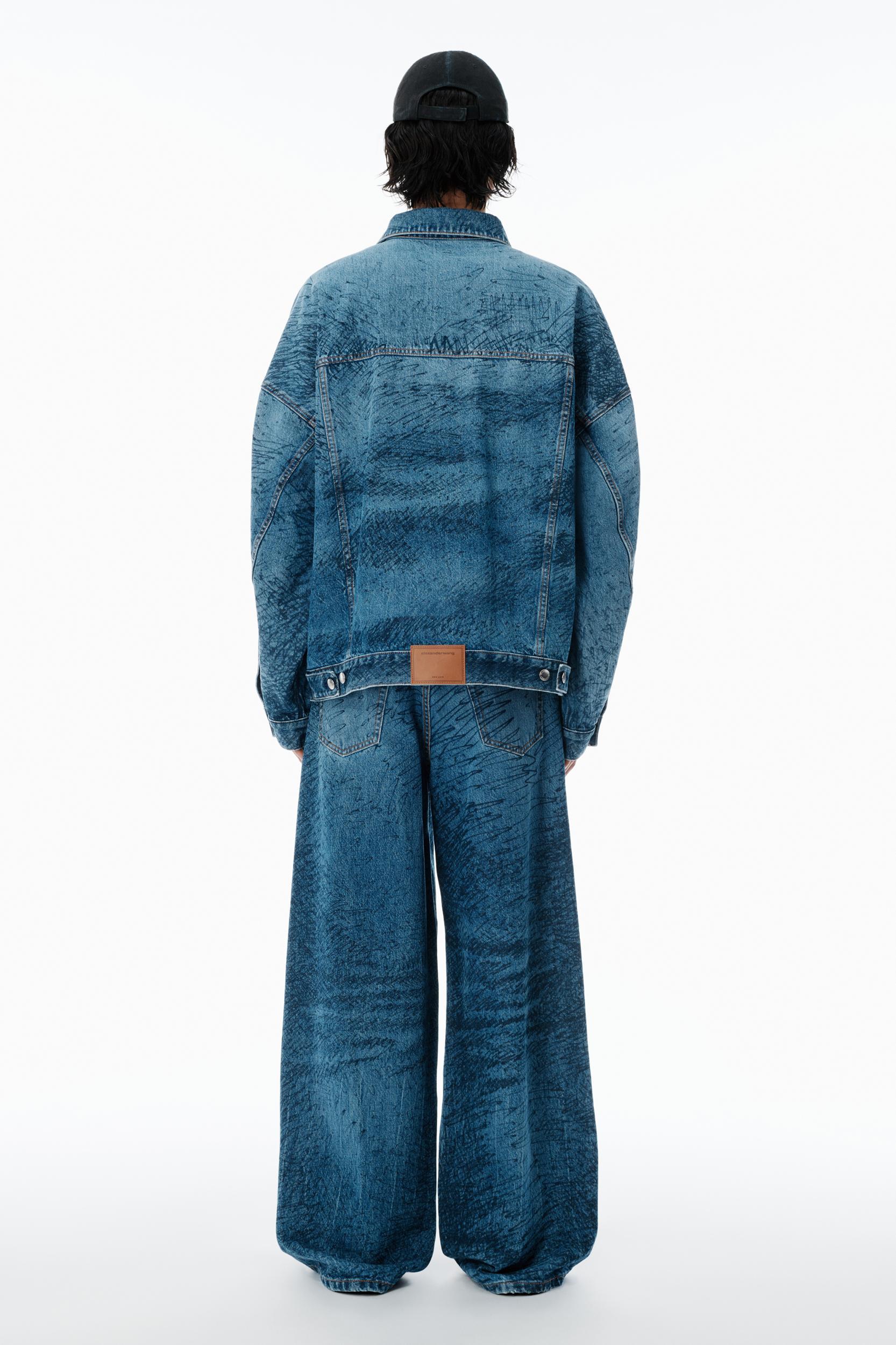 Indigo Marker-print Trucker Jacket  Product Image