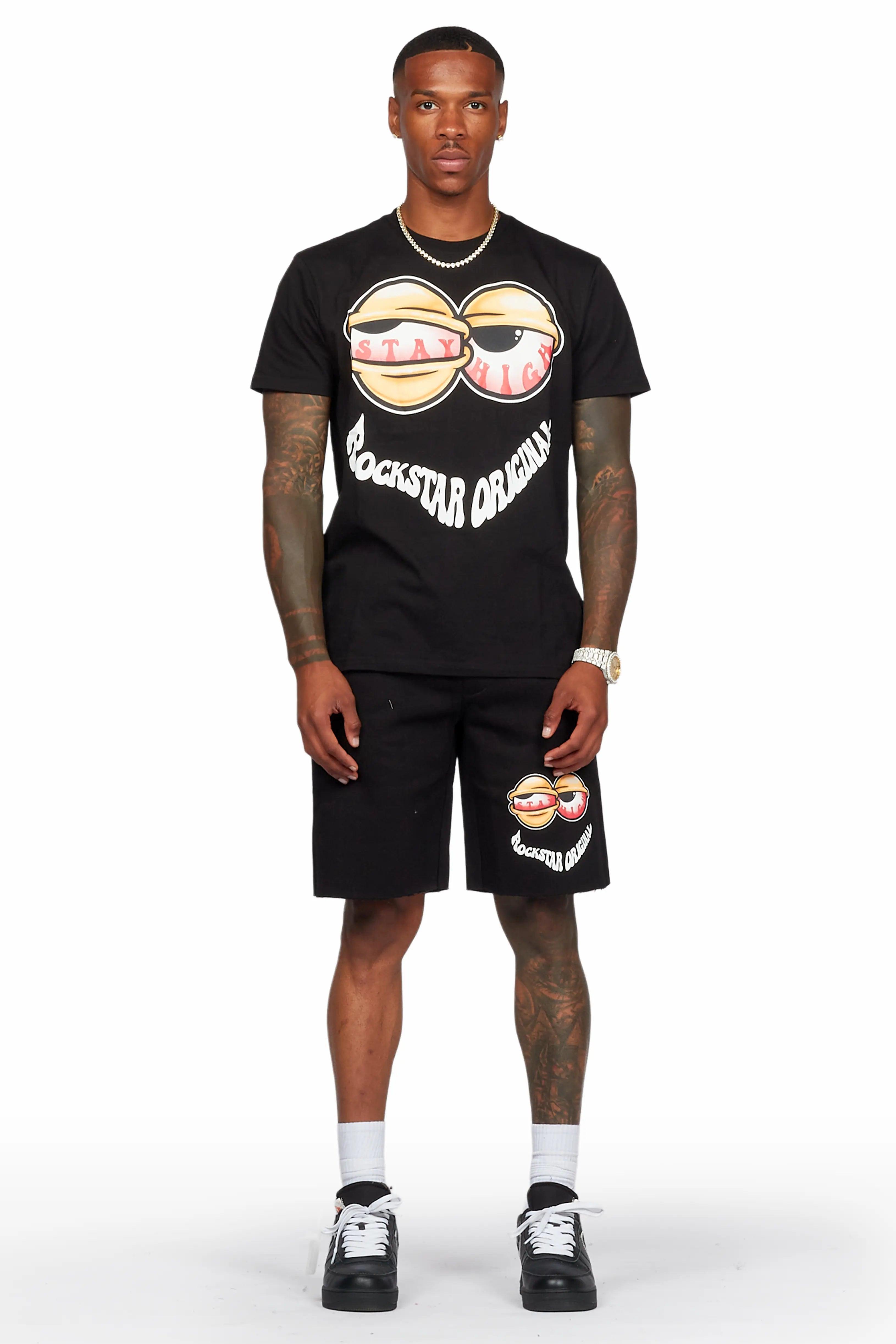 Highya Black T-Shirt/Short Set Male Product Image