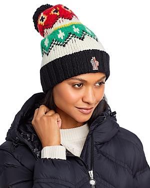 Moncler Jacquard Knit Pom Pom Beanie Product Image