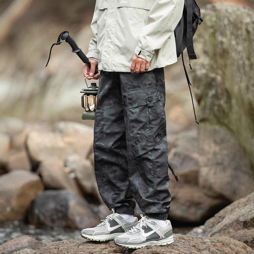 Drawstring Waist Harem Cargo Pants Product Image