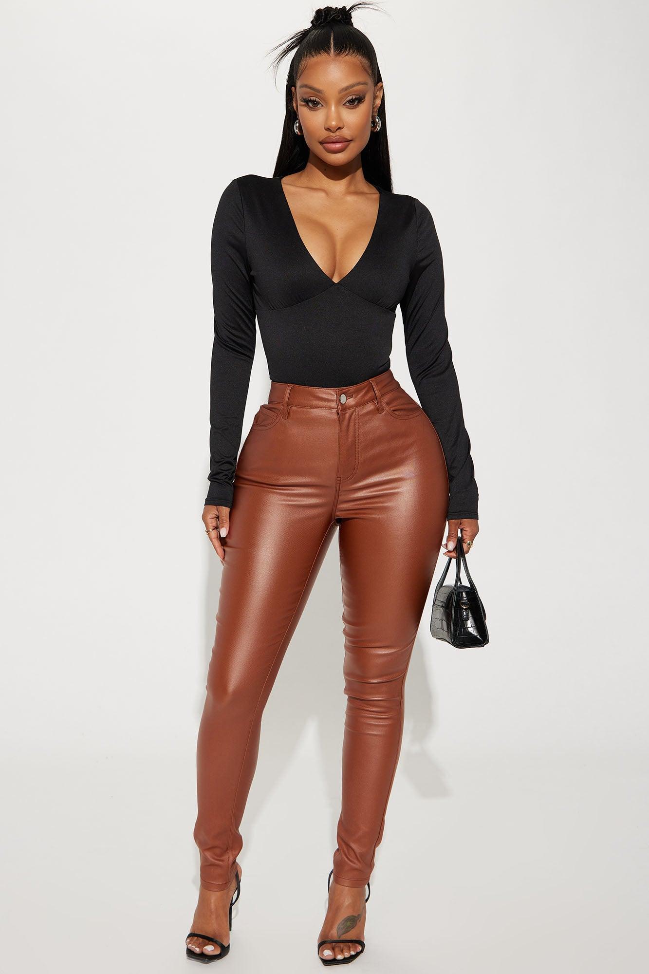 Double Dare Faux Leather Pants - Camel Product Image