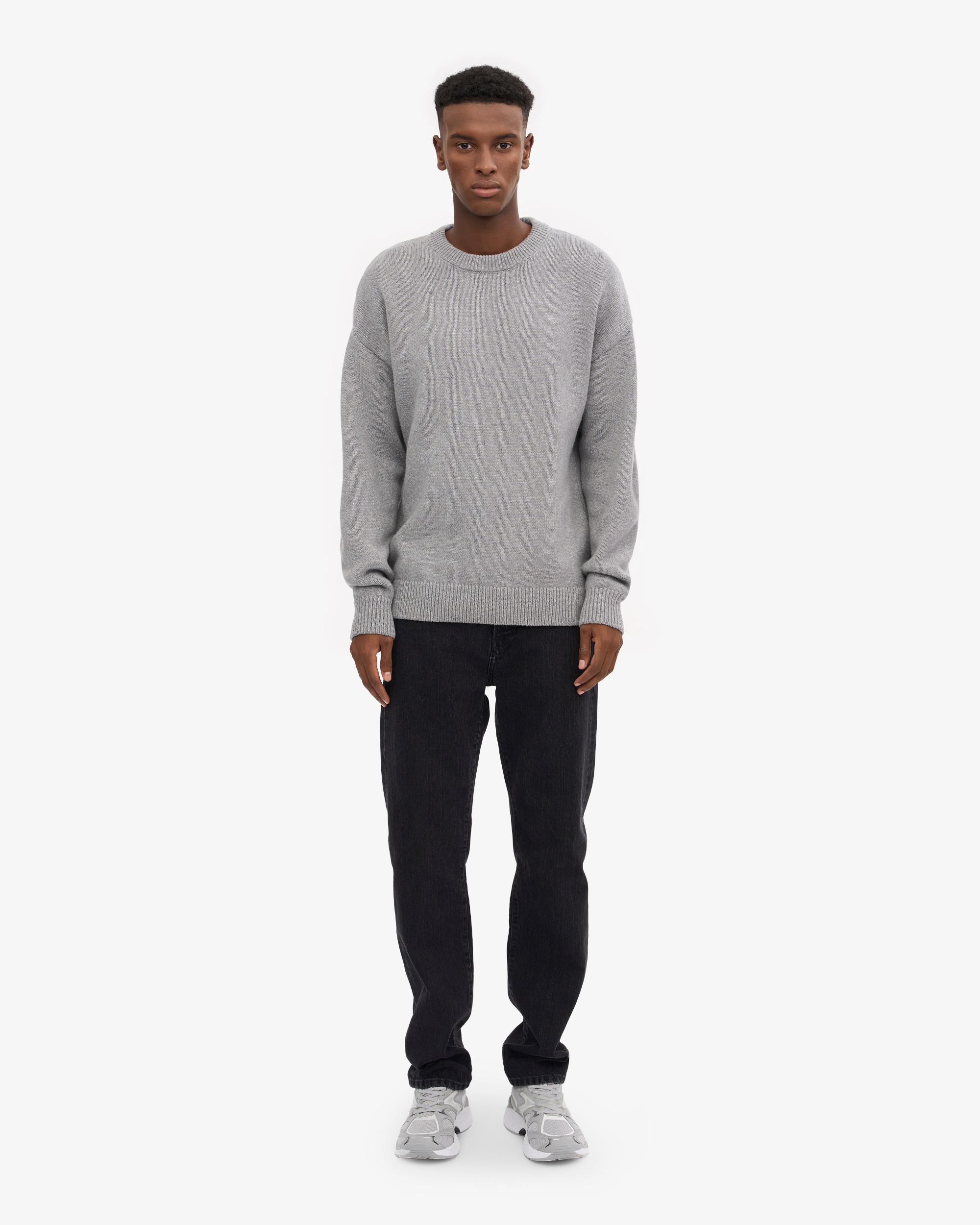 Oversized Merino Wool Crew - Heather Grey Product Image