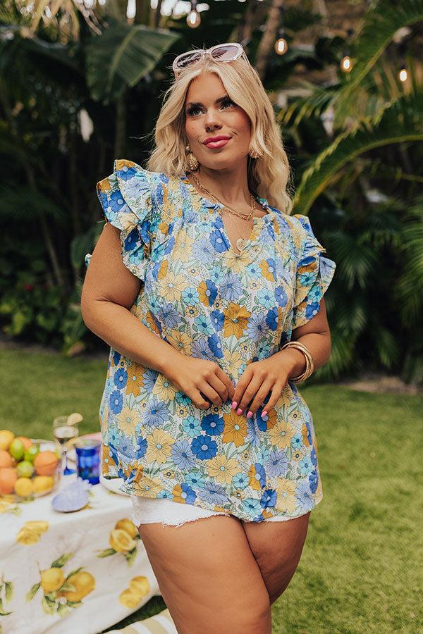Floral Galore Shift Top In Blue Curves Product Image