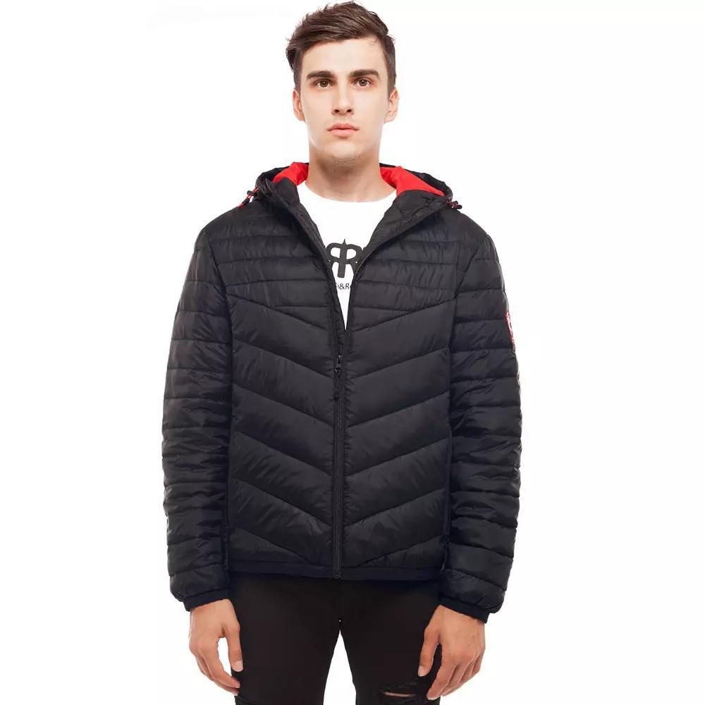 Men's Rokka&Rolla Lightweight Hooded Puffer Jacket, Size: Medium, Black Product Image