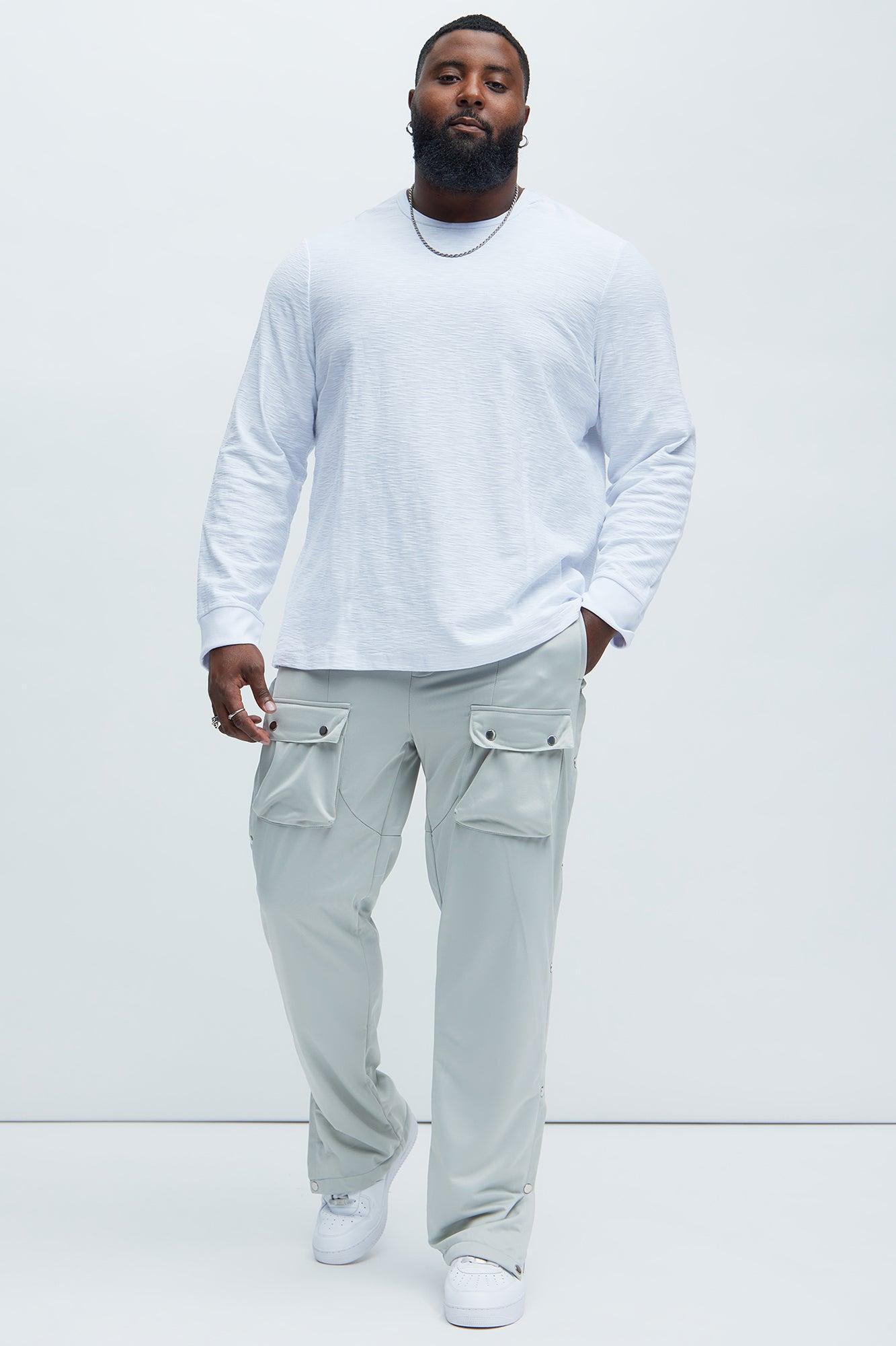 Asher Slub Texture Long Sleeve Tee - White Product Image
