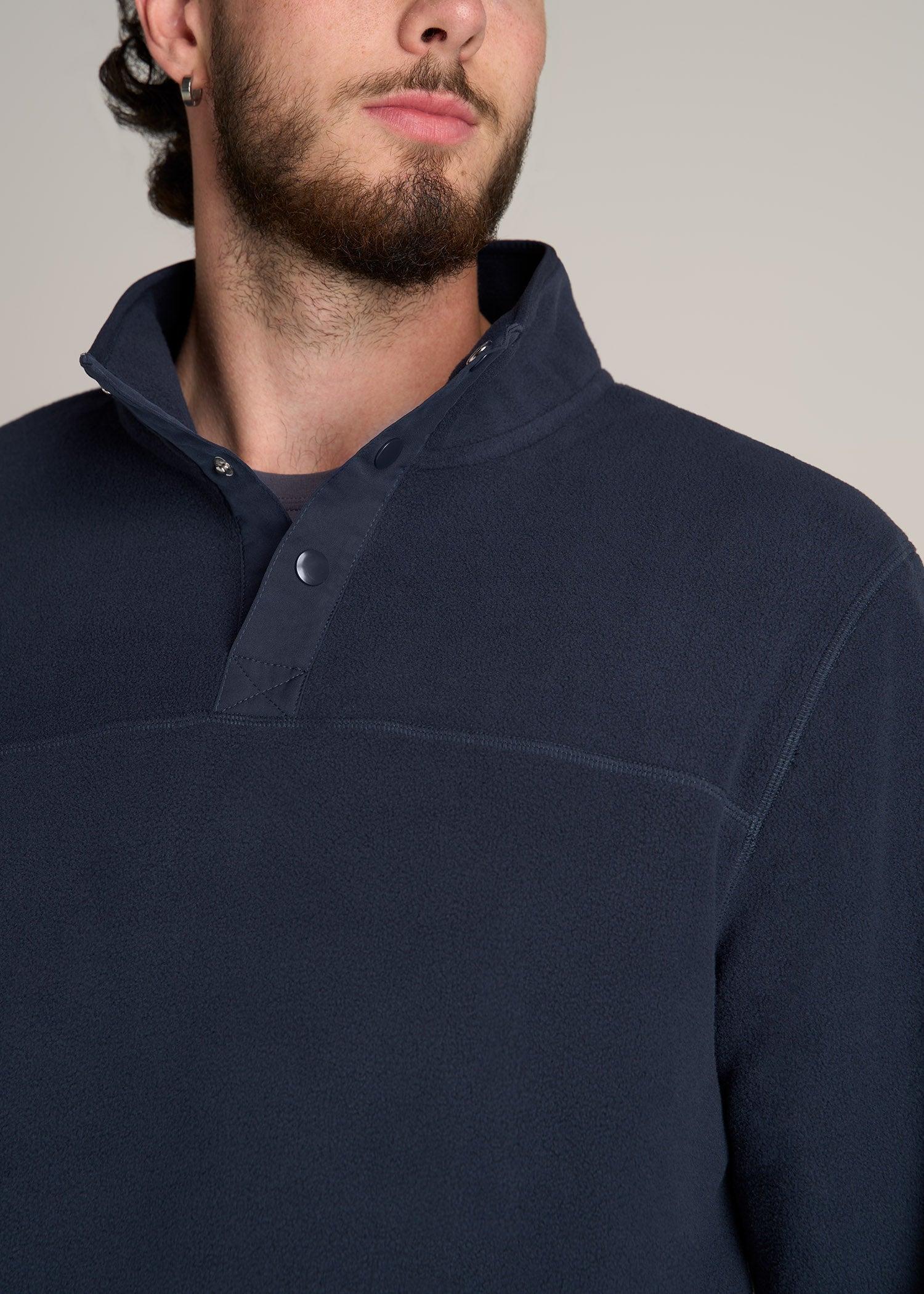 Polar Fleece 3-Snap Pullover Sweatshirt for Tall Men in Regal Blue Product Image