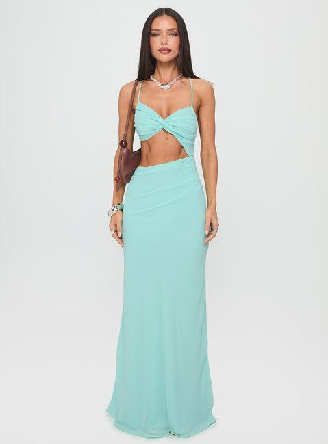 No Control Keyhole Maxi Dress Aqua Product Image