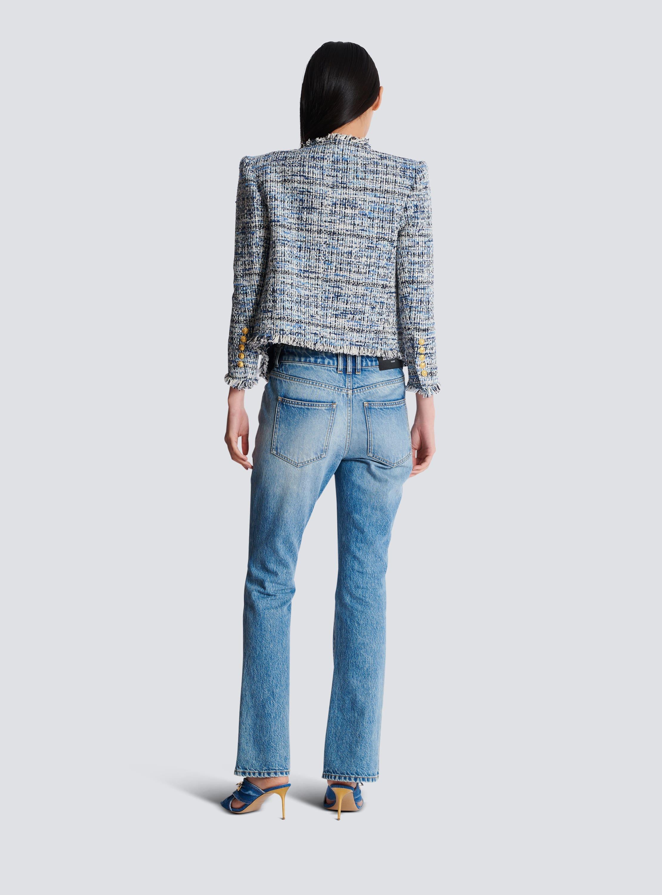 Cropped tweed edge-to-edge jacket with 8 buttons Product Image