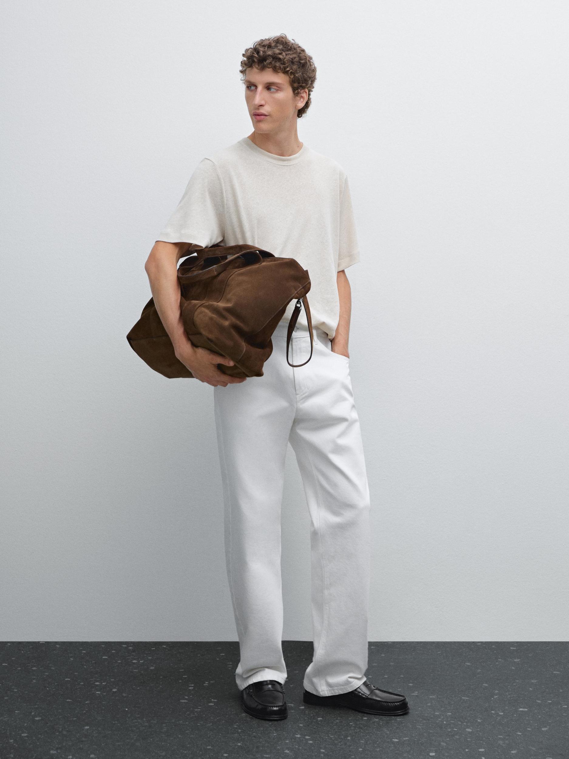 Short sleeve linen blend T-shirt Product Image