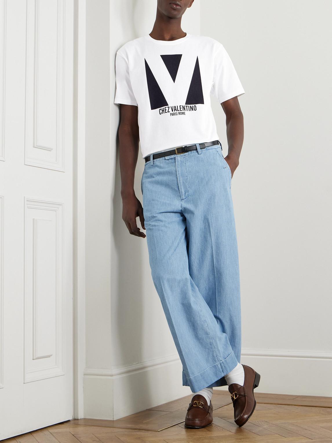 VALENTINO Mens Avorio Logo-print Crew-neck Cotton-jersey T-shirt Product Image