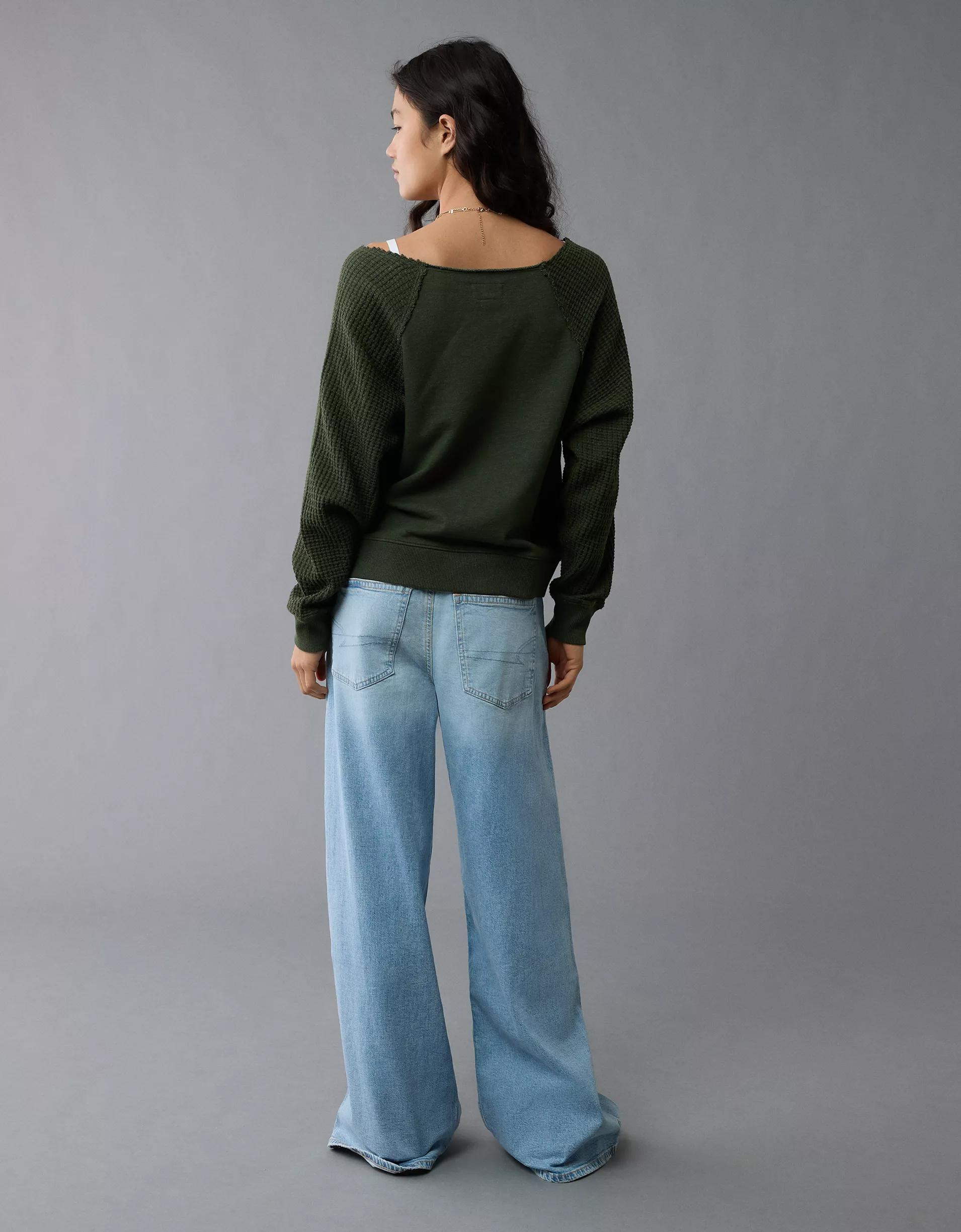 AE Mixed Knit Sweatshirt Product Image