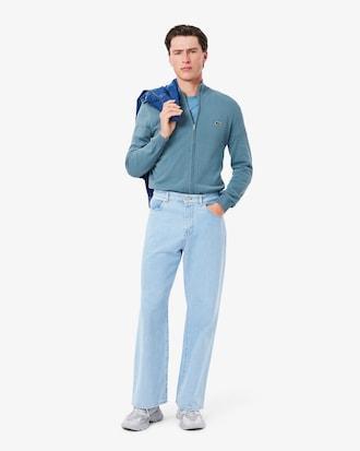 Zipped High Neck Cotton Sweater Product Image