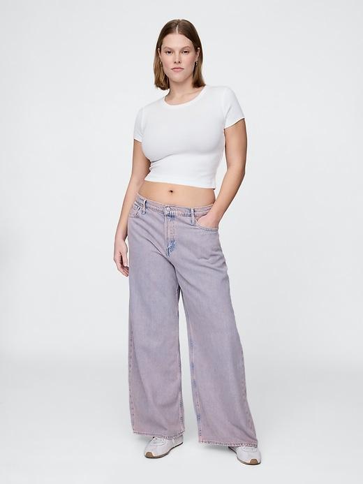 Mid Rise UltraSoft Denim Baggy Trousers Product Image