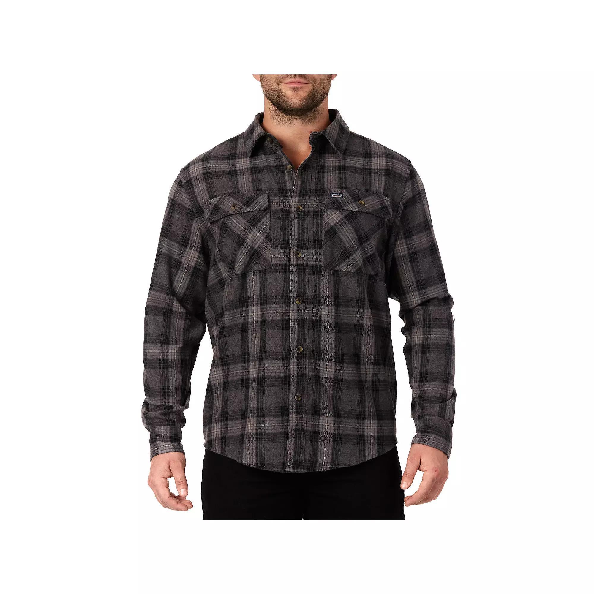 Men's Smith's Workwear Regular-Fit Plaid Two-Pocket Flannel Button-Down Shirt,  Product Image
