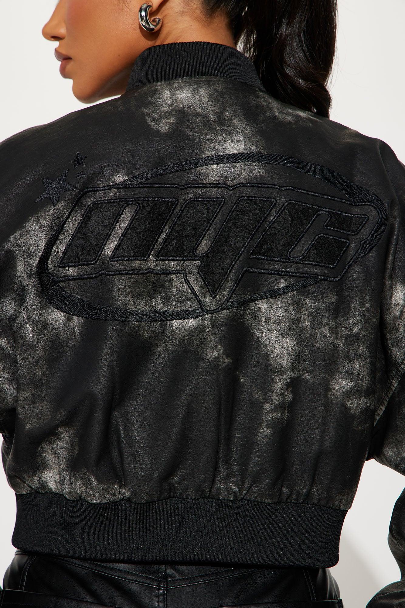 NYC Washed Faux Leather Jacket - Black Product Image