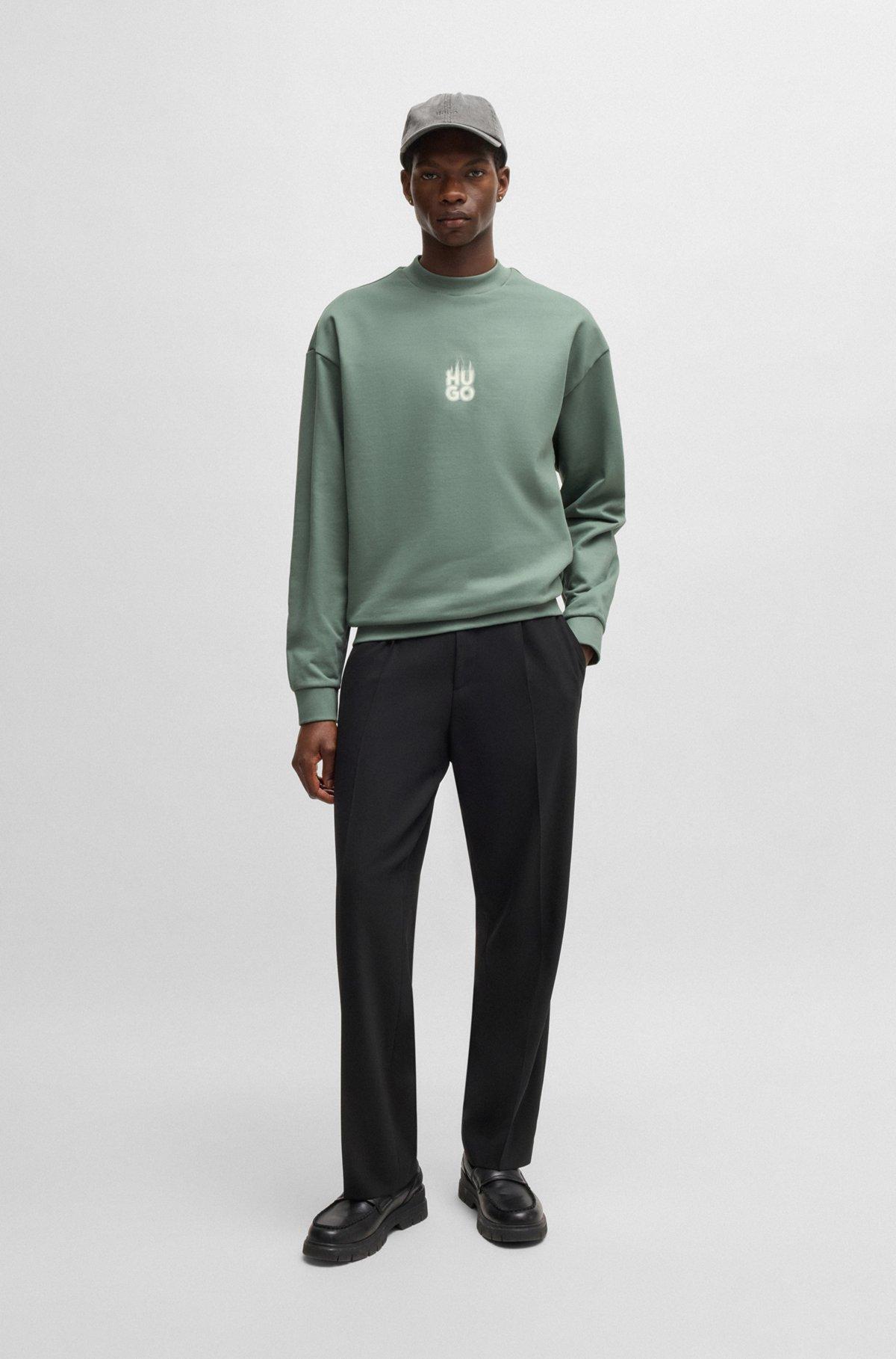 Cotton-terry sweatshirt with stacked smoke logo prints Product Image