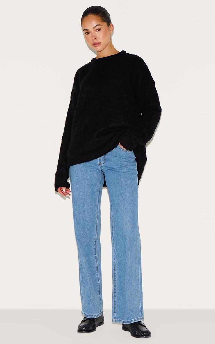 Black Soft Knit Oversized Sweater Product Image