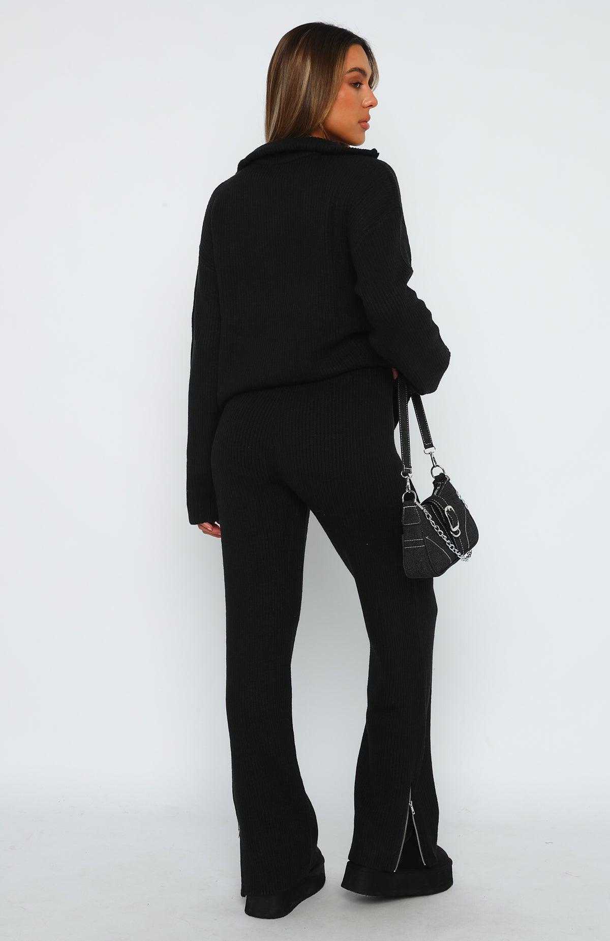 Let's Get Cosy Knit Pants Black Product Image