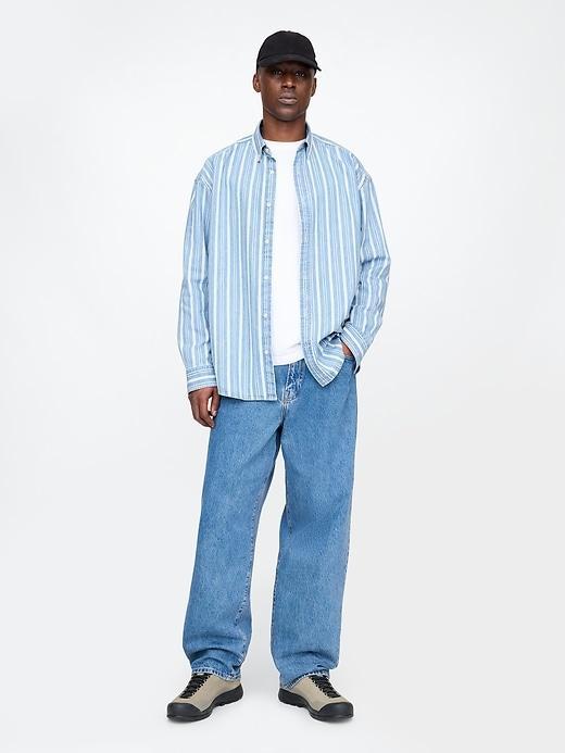 Denim Stripe Big Shirt Product Image