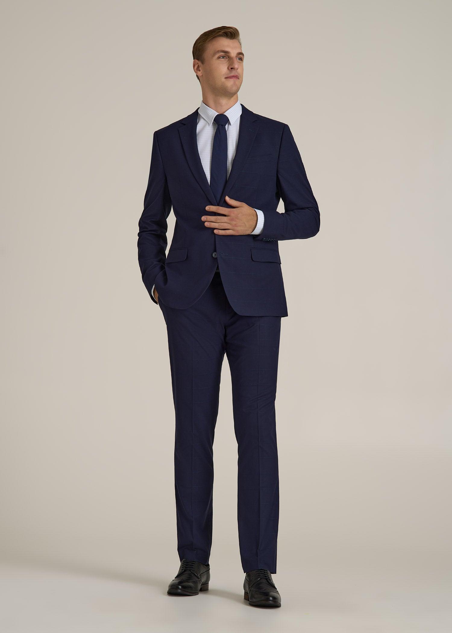 Suit Jacket for Tall Men in Blue Windowpane Product Image