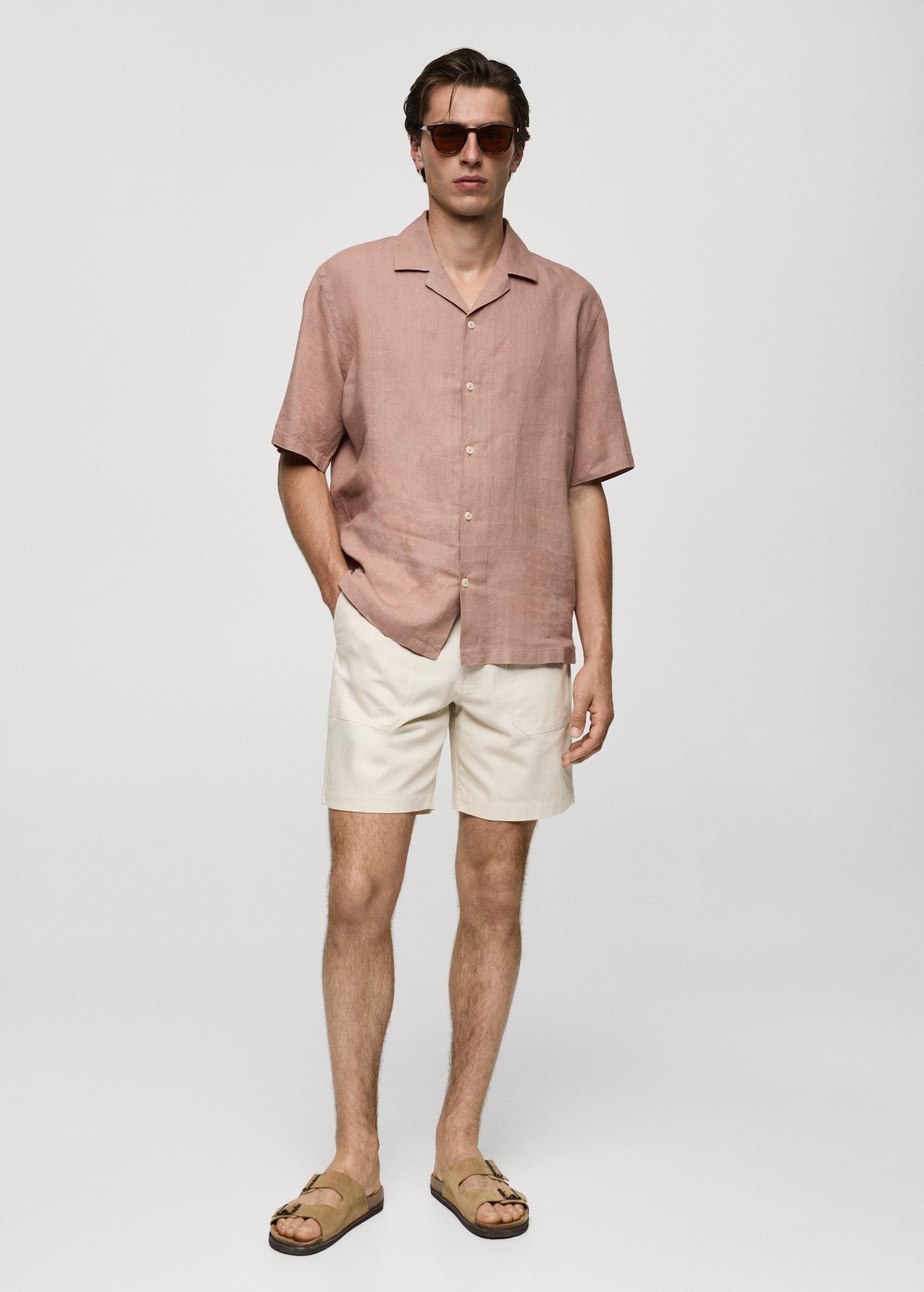 Mango Mens Linen Regular-Fit Shirt Product Image